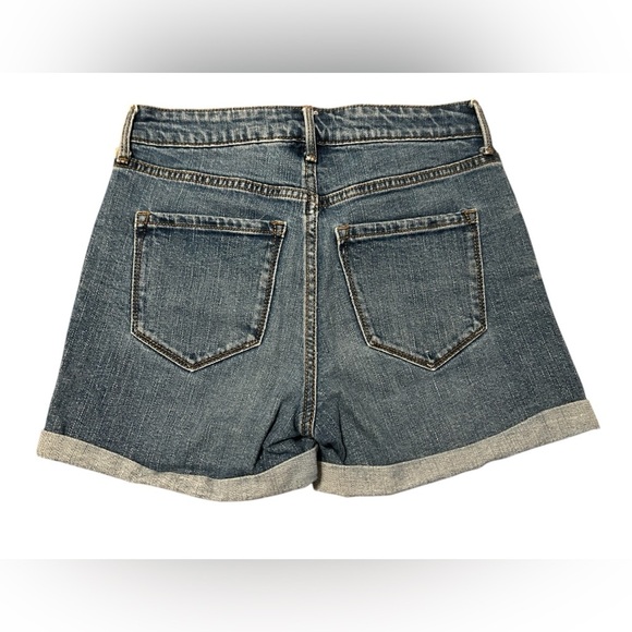 Old Navy High Rise Secret-Slim Button Fly Cuffed Women's Size 0 Blue Jean Shorts - Picture 3 of 10